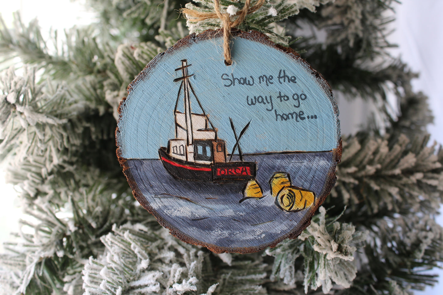 Jaws Inspired Orca Boat Christmas ornament show me the way to go home
