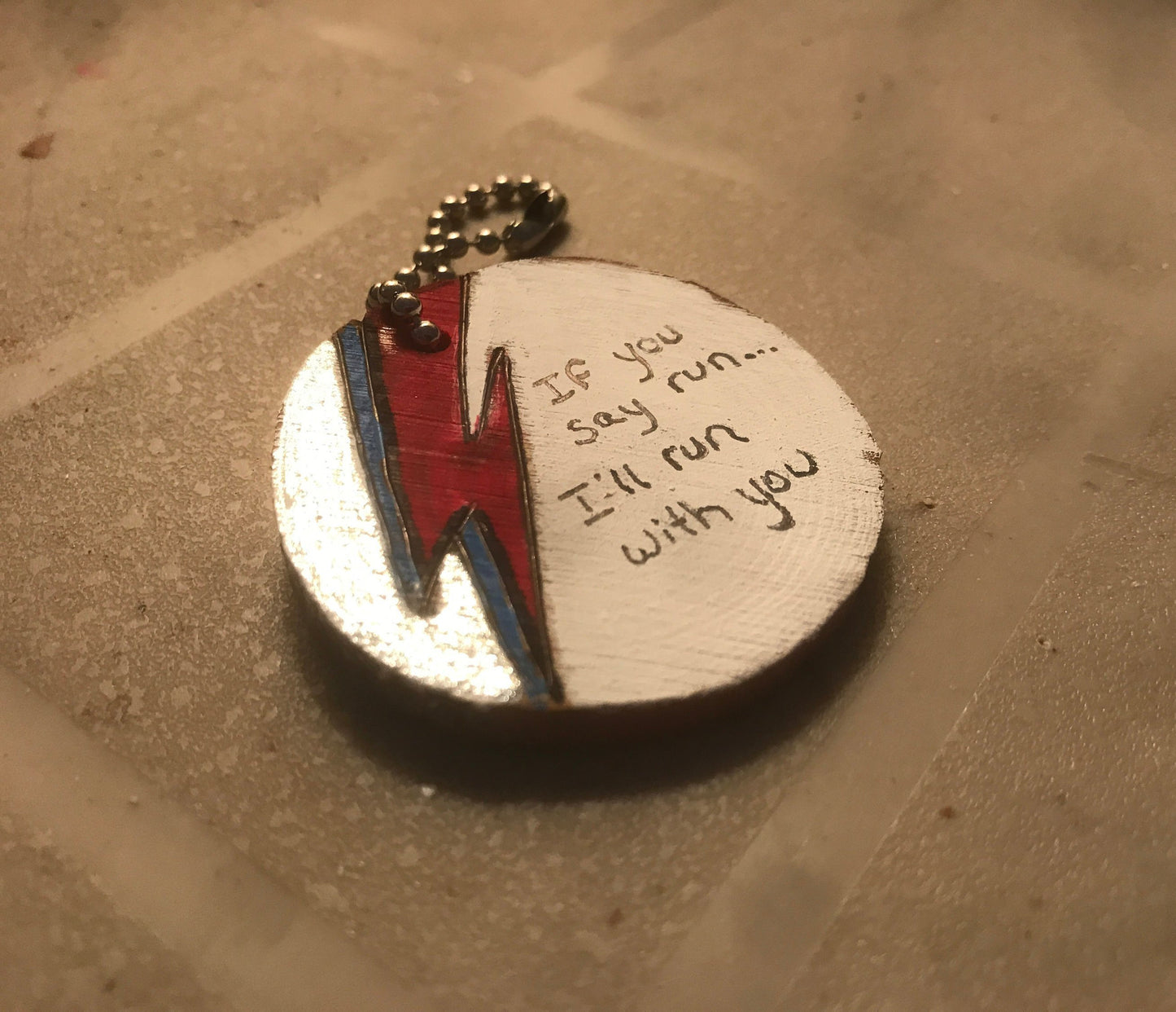 David Bowie lightning bolt keychain Ziggy Stardust Lets Dance Valentine's Day