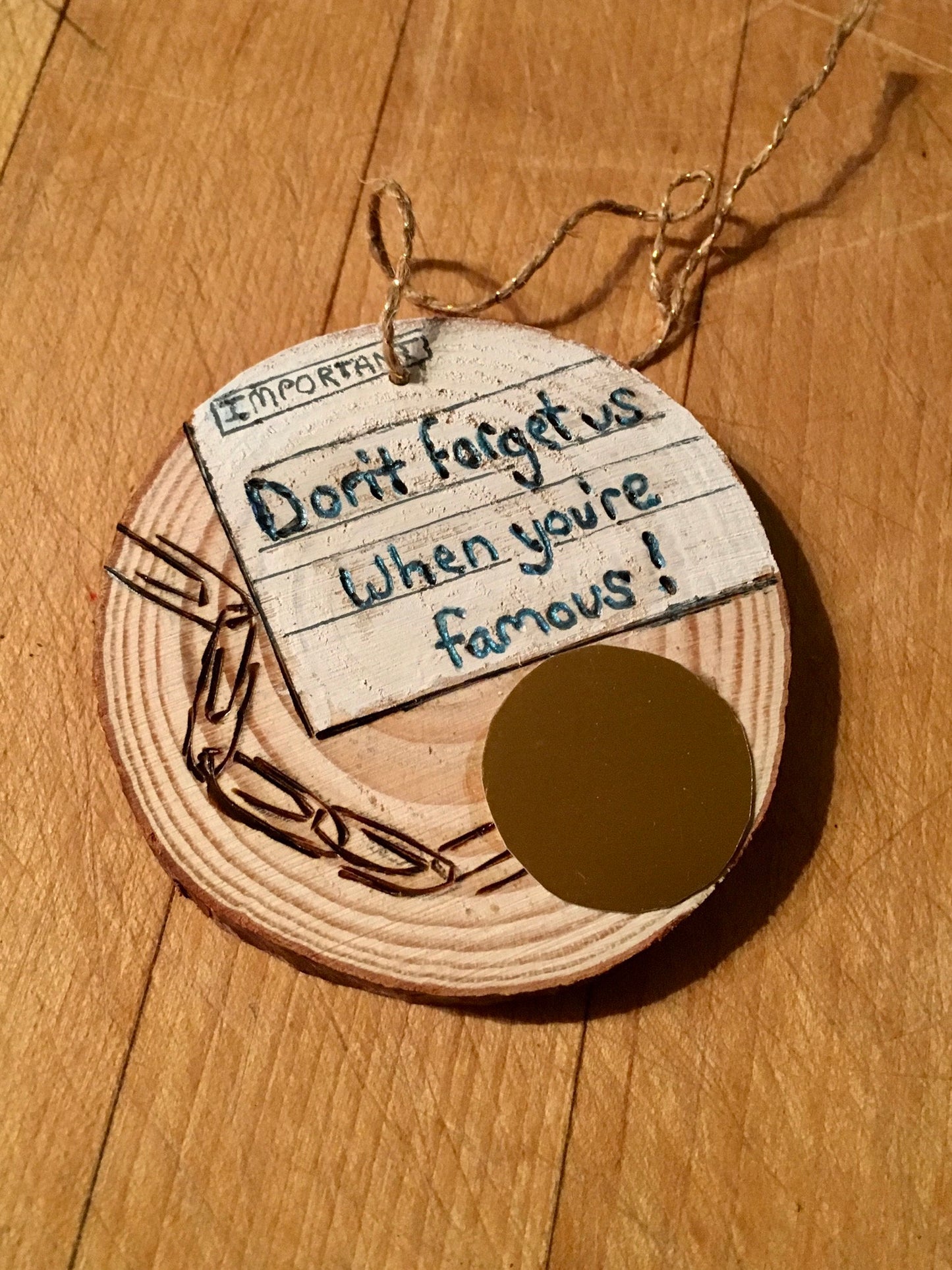 The Office Dont Forget Us when you’re Famous note ornament Jim Pam Christmas