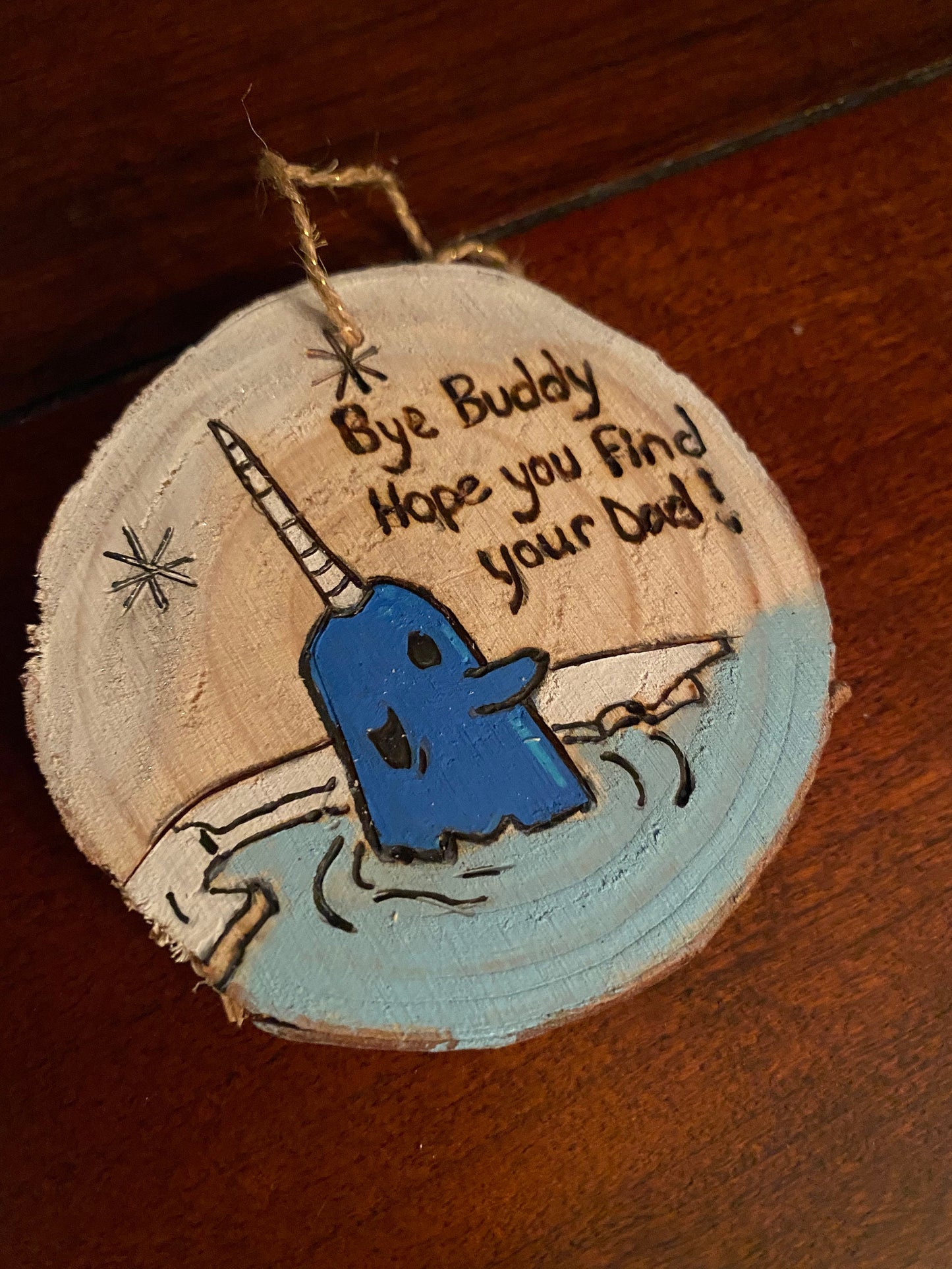 Elf Narwhal Bye Buddy Christmas ornament
