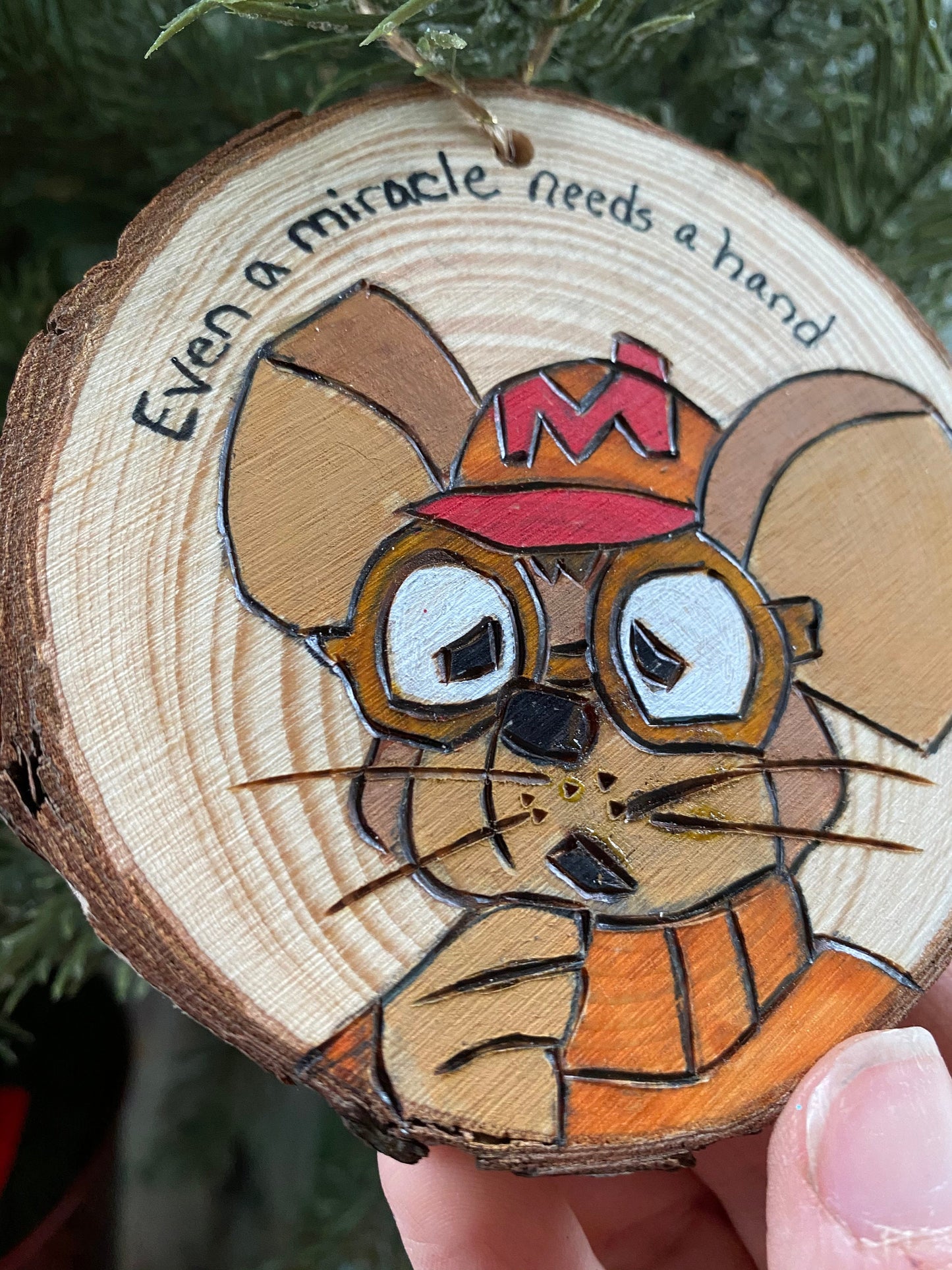 Twas the night before Christmas even a miracle needs a hand mouse ornament