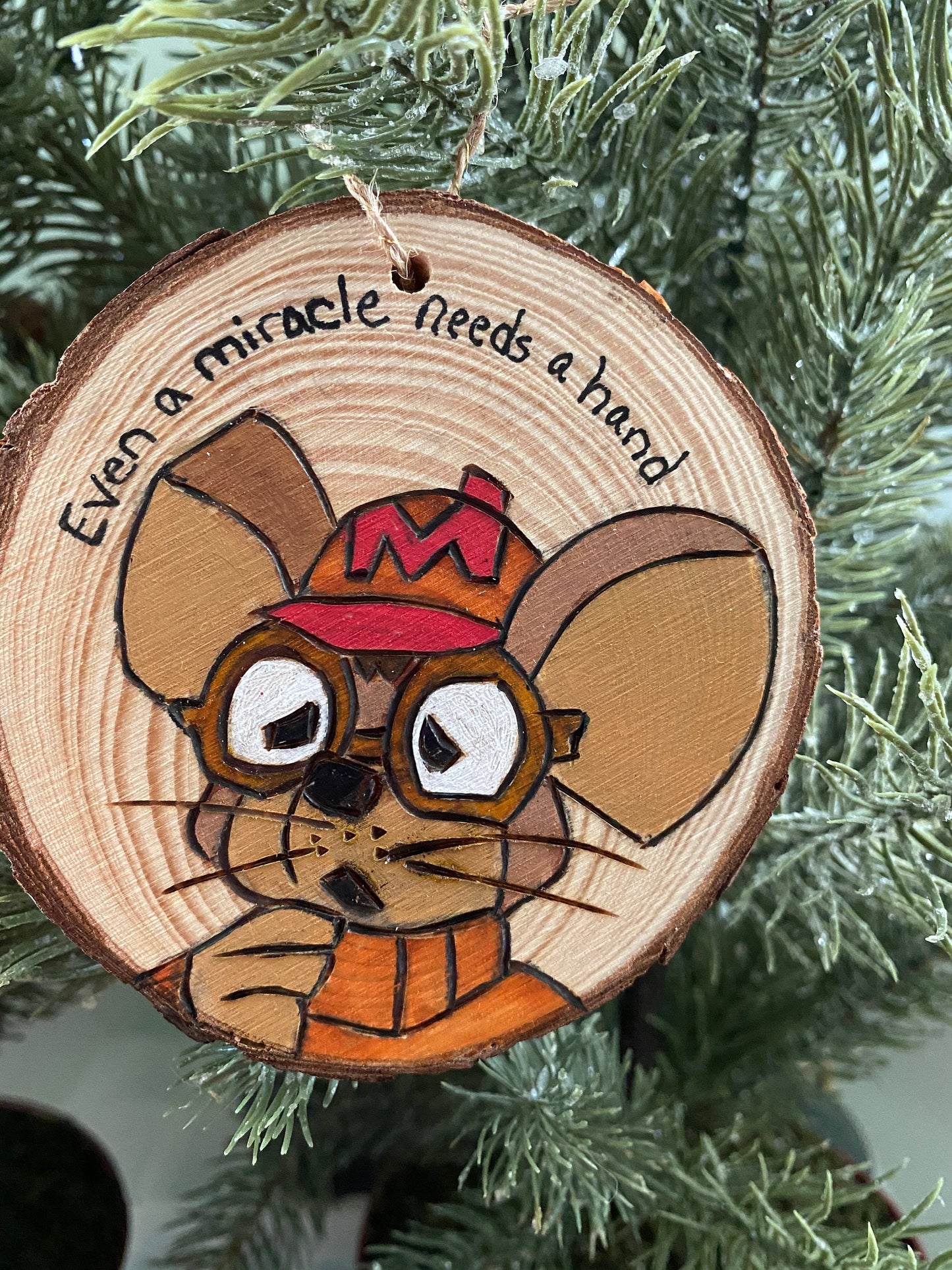 Twas the night before Christmas even a miracle needs a hand mouse ornament