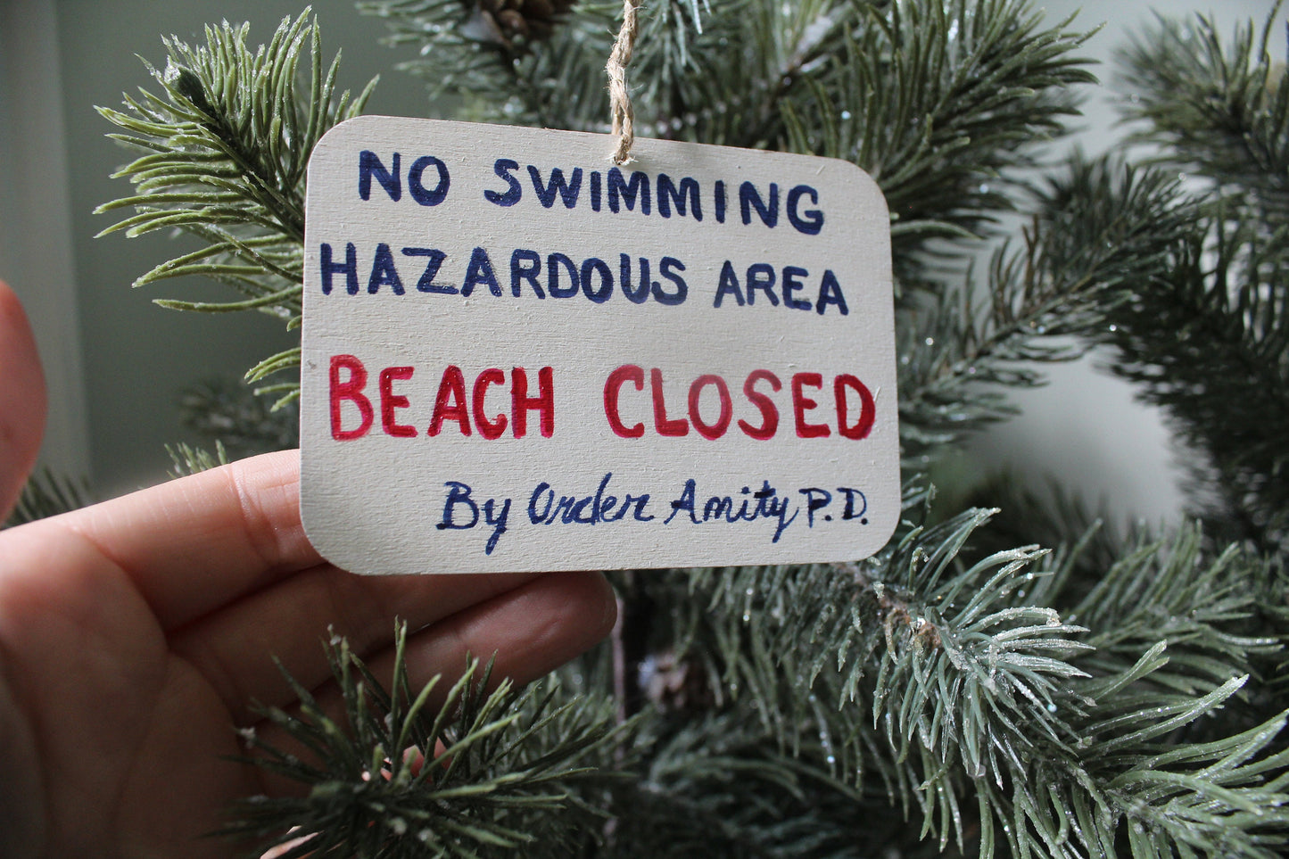 Jaws No Swimming Beach Closed Sign Ornament /magnet
