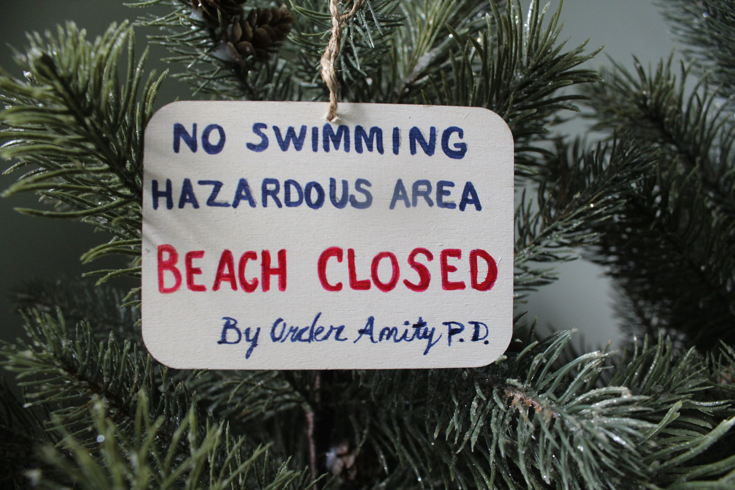 Jaws No Swimming Beach Closed Sign Ornament /magnet