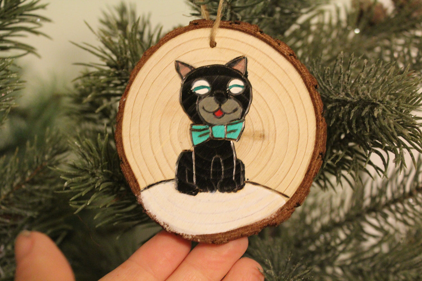Life and Adventures of Santa Claus Wooden Cat Christmas Ornament Rankin Bass