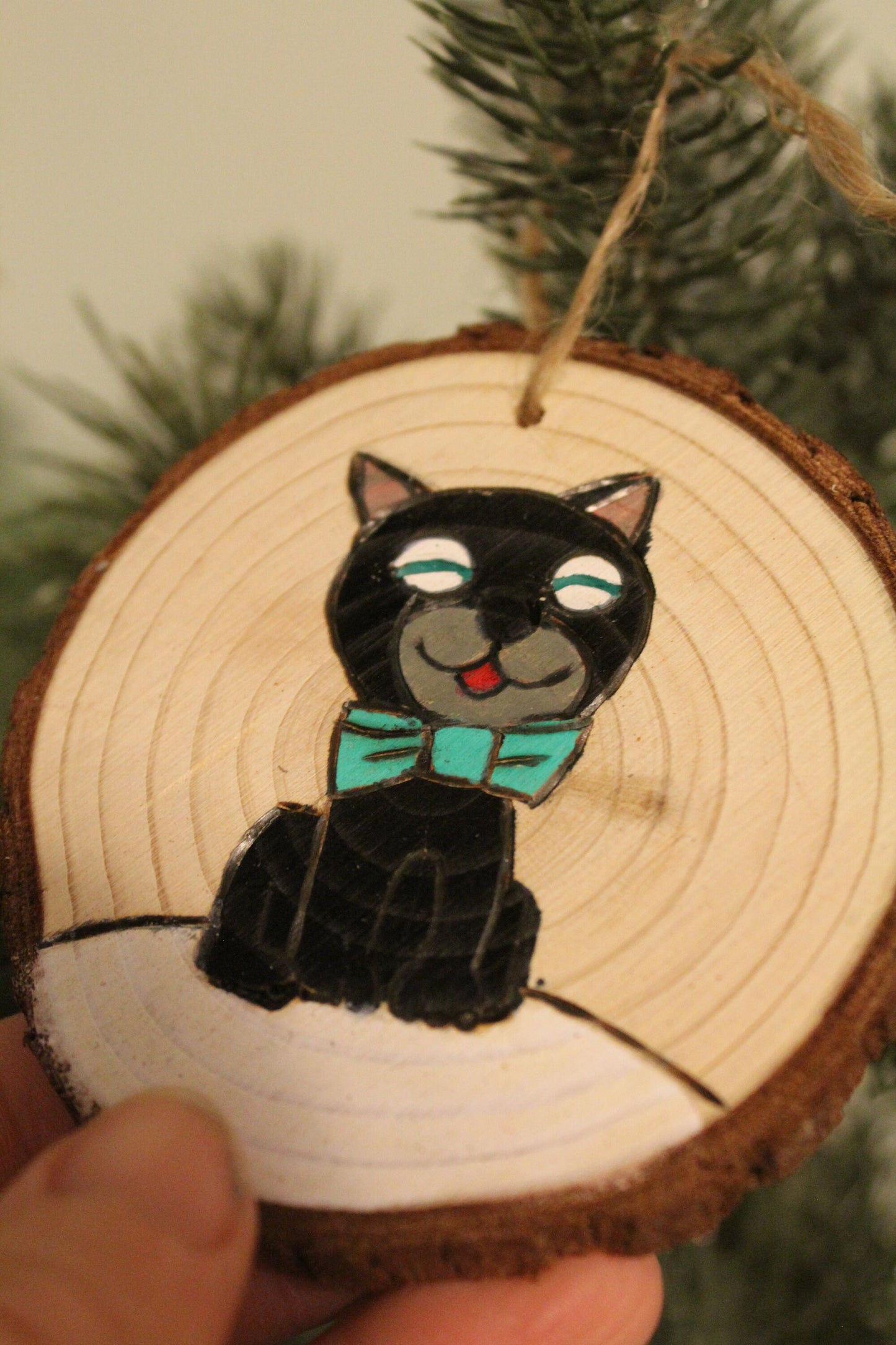 Life and Adventures of Santa Claus Wooden Cat Christmas Ornament Rankin Bass