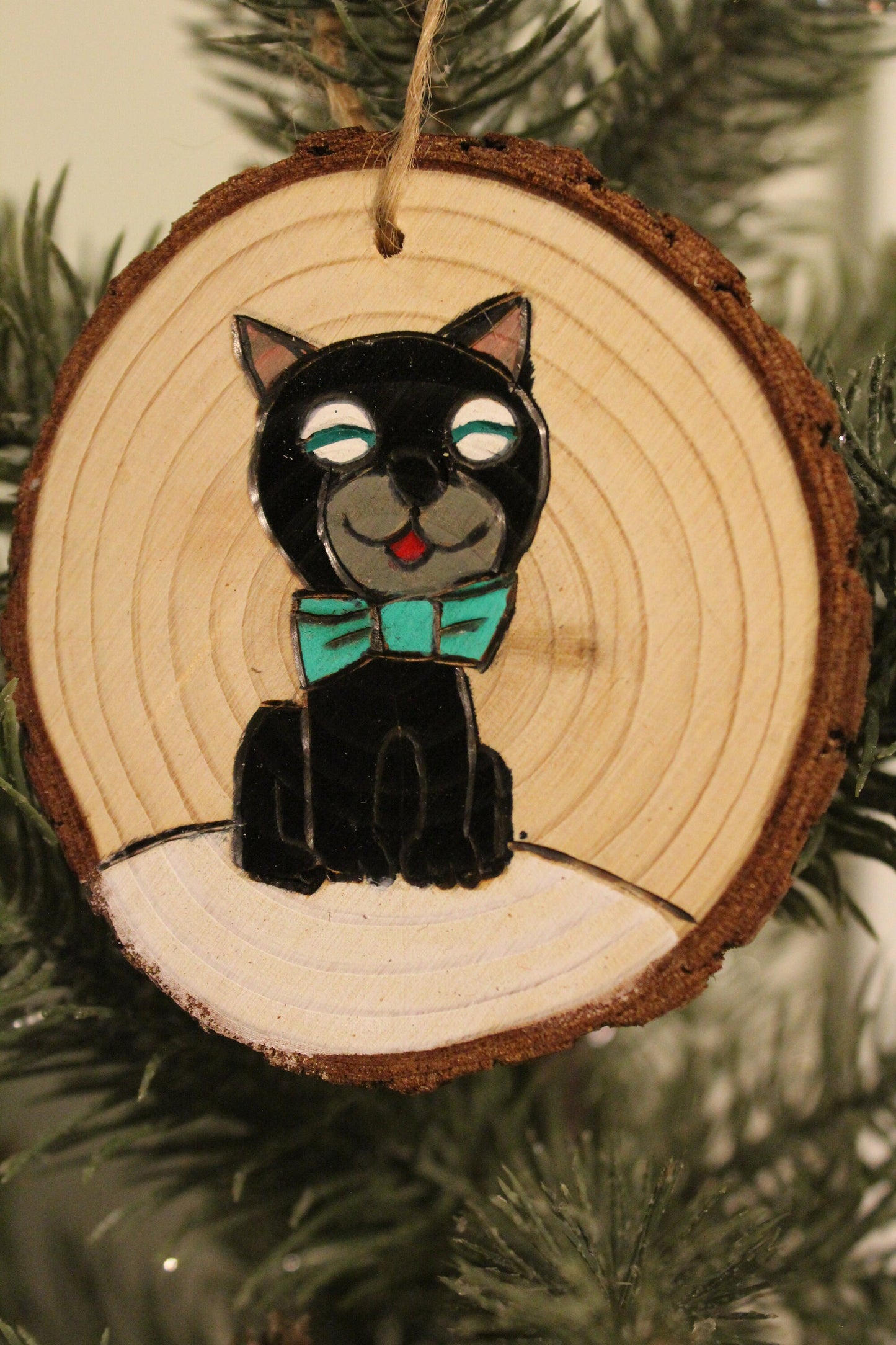 Life and Adventures of Santa Claus Wooden Cat Christmas Ornament Rankin Bass