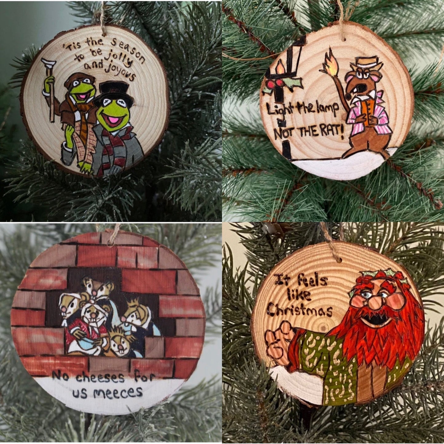 Jim Henson Muppets Christmas Carol Ornament set Rizzo Meeces Kermit Tiny Tim Ghost