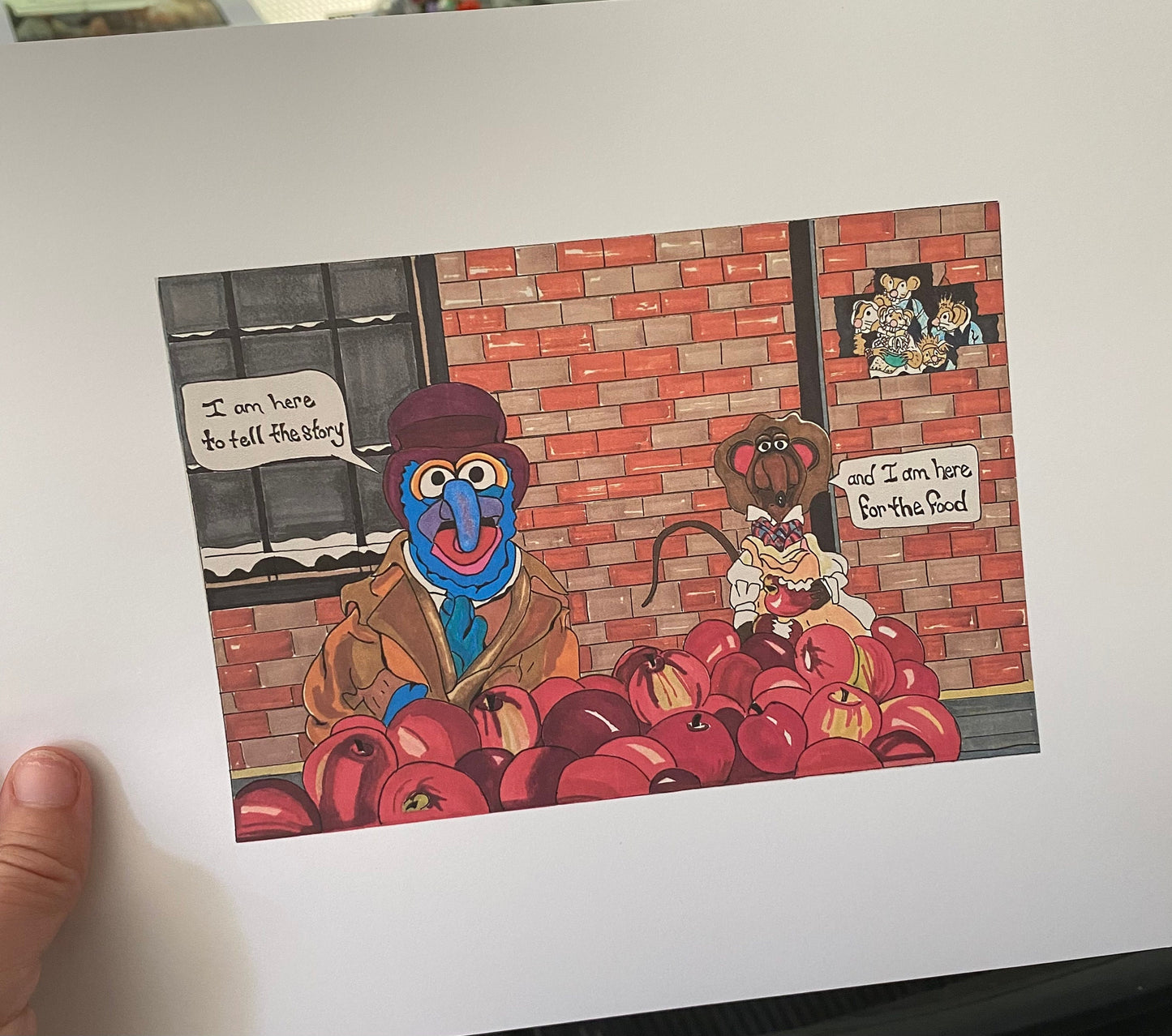 Muppets Christmas Carol Gonzo and Rizzo drawing wall print Jim Henson Kermit