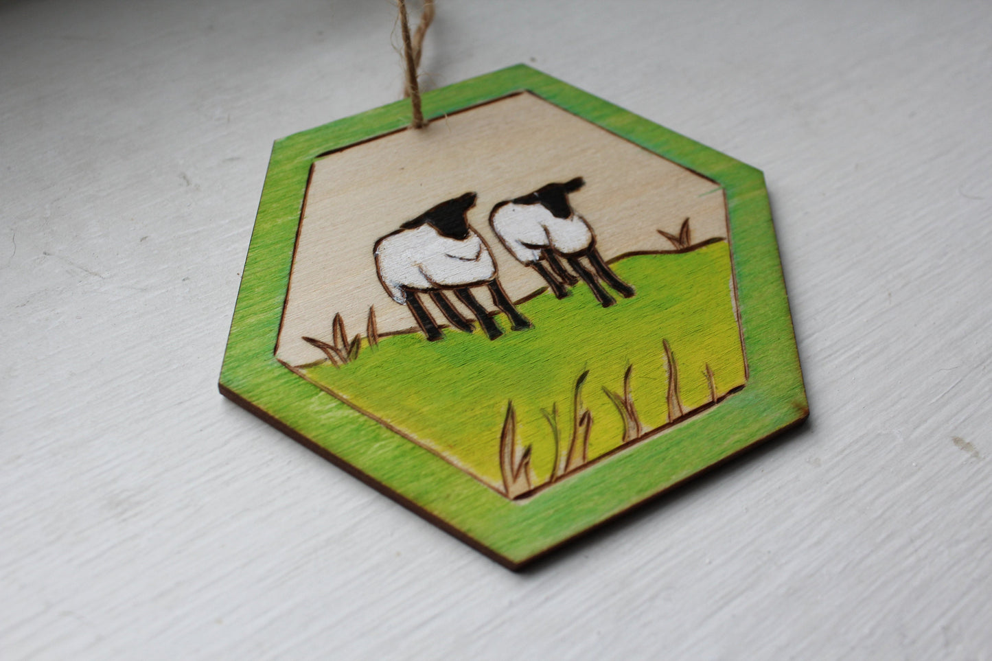 Settlers of Catan Game Board Cristmas Ornament or Coaster gift Set Wood Sheep Ore Wheat Brick