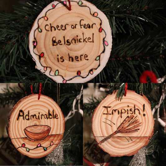 The Office inspired Belsnickel Impish Admirable ornament set dwight christmas