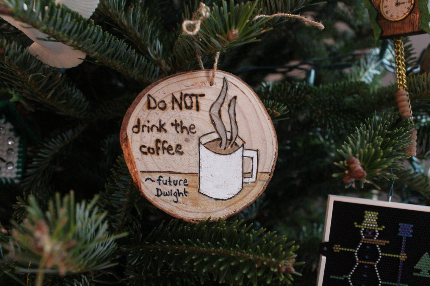 The Office inspired Do NOT drink the coffee Future Dwight christmas ornament