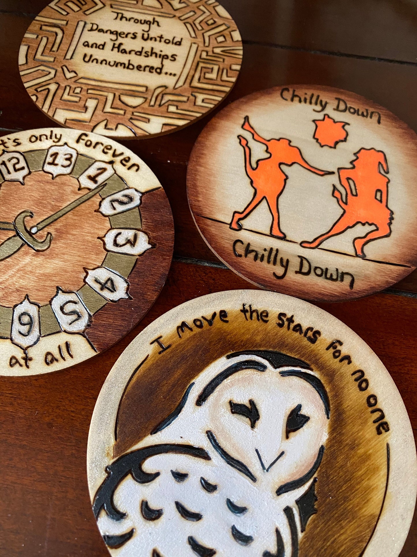 Labyrinth coaster set  /ornament set owl fireys Jim Henson 80’s