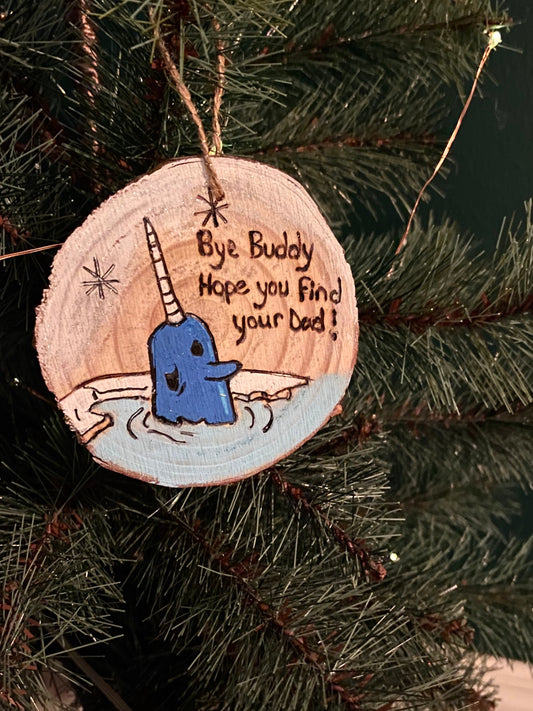 Elf Narwhal Bye Buddy Christmas ornament