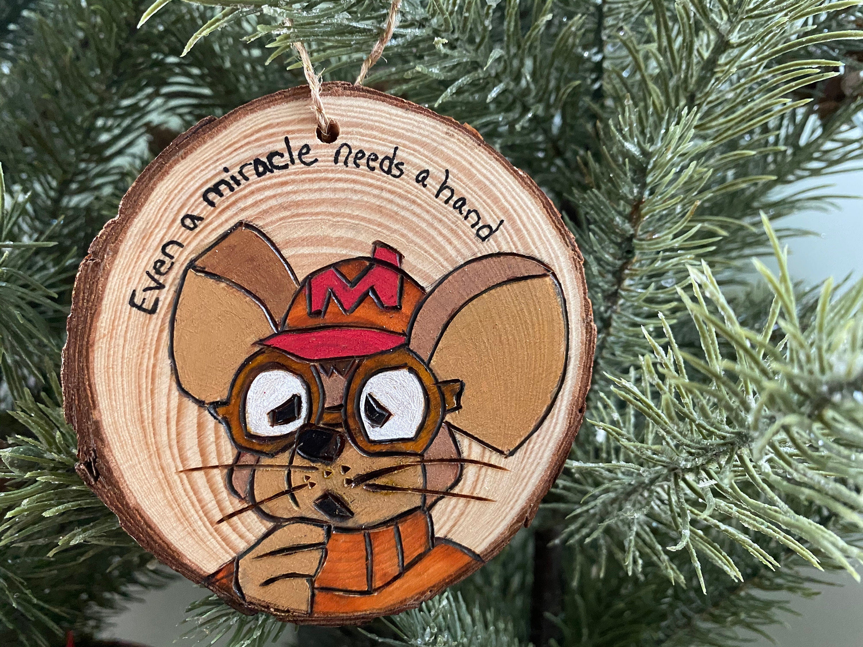 Twas the night before Christmas even a miracle needs a hand mouse ornament