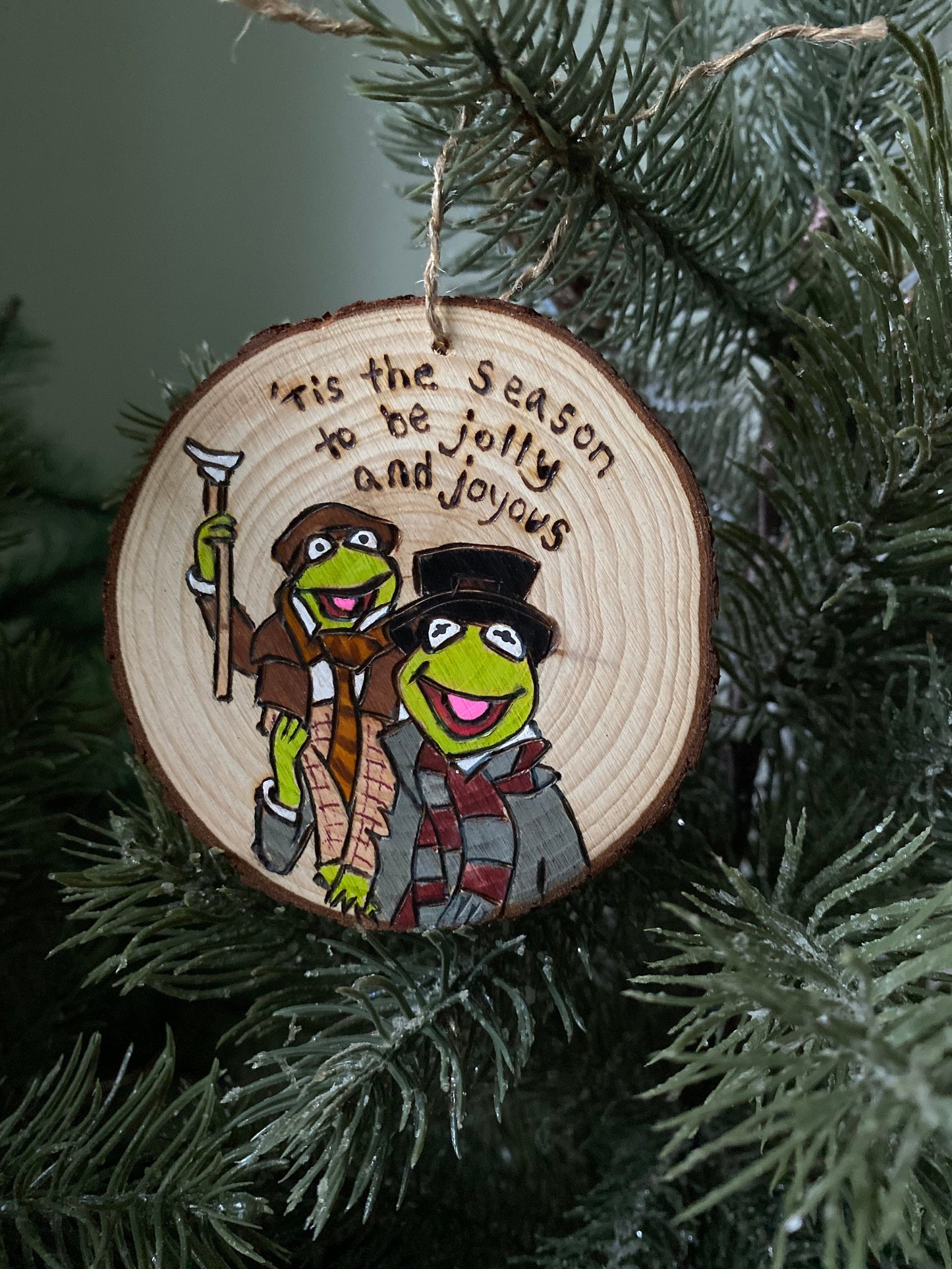 Jim’s Henson Muppets Christmas Carol Kermit and tiny Tim ornament