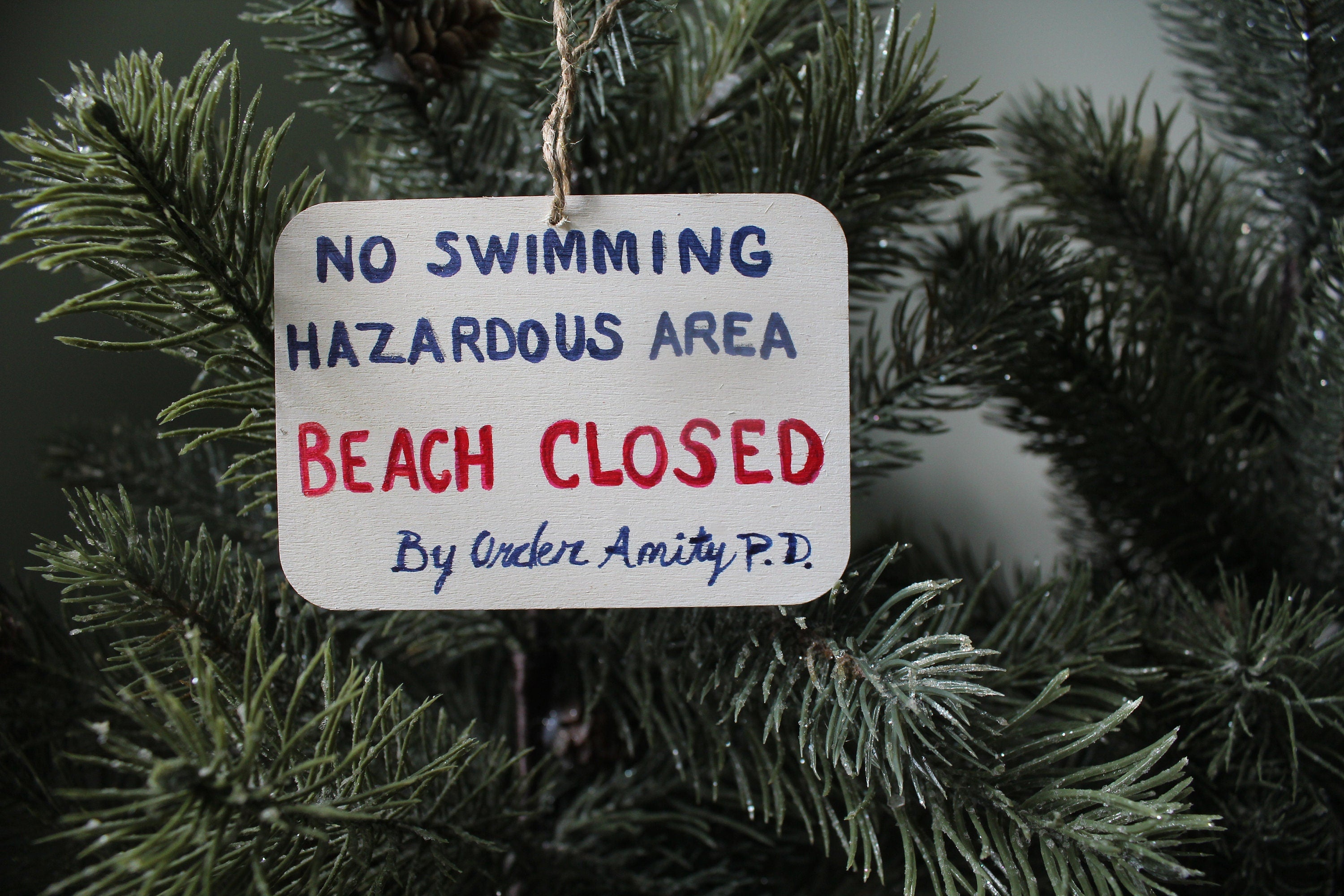 Jaws No Swimming Beach Closed Sign Ornament magnet