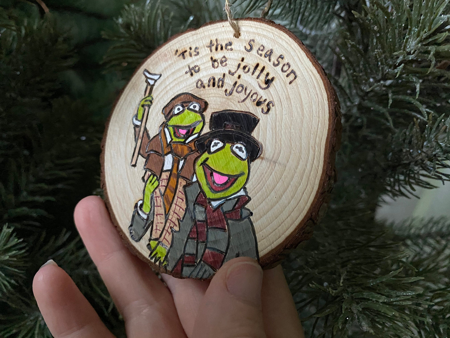 Jim’s Henson Muppets Christmas Carol Kermit and tiny Tim ornament