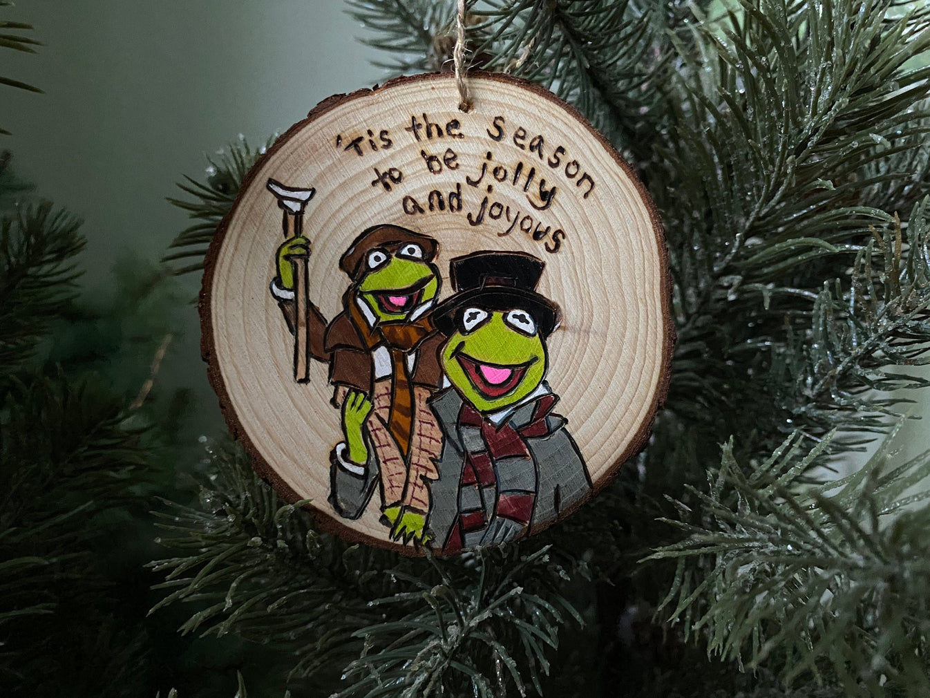 Jim’s Henson Muppets Christmas Carol Kermit and tiny Tim ornament
