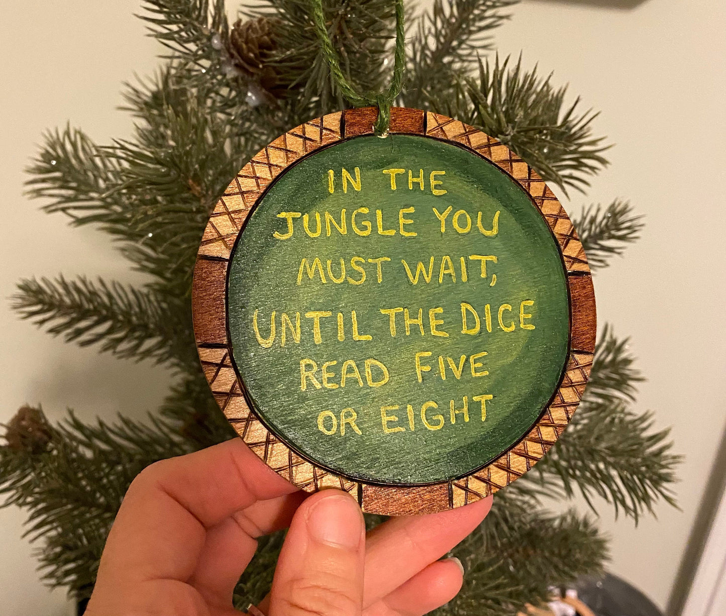 Jumanji replica board game message Christmas ornament