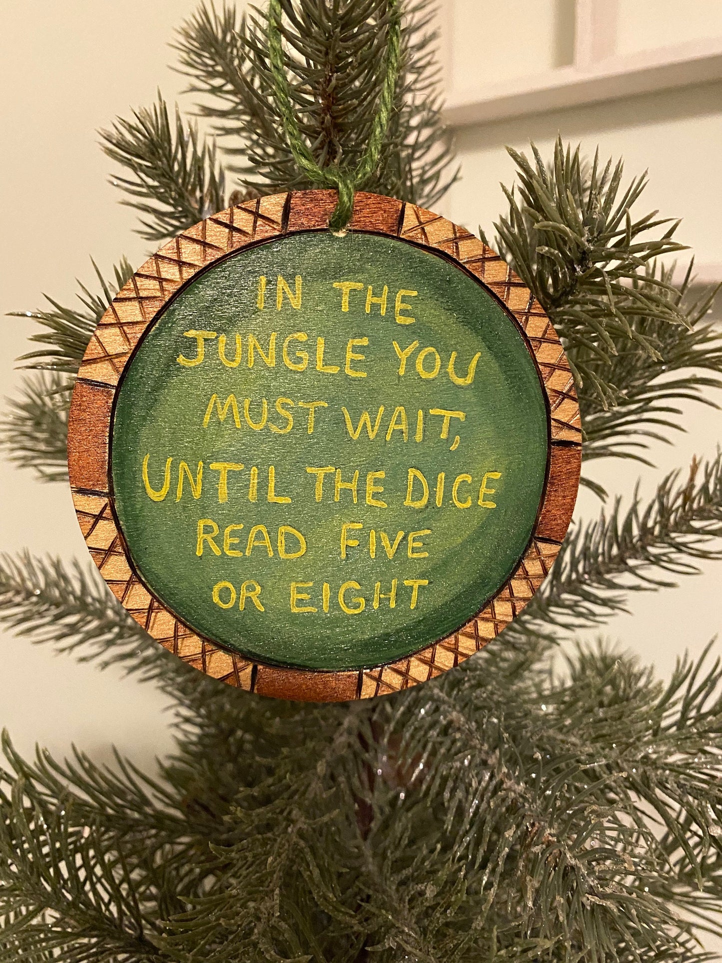 Jumanji replica board game message Christmas ornament