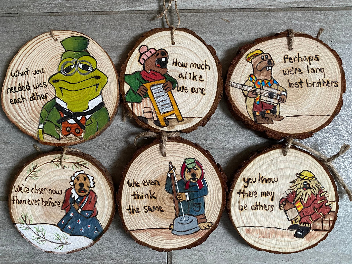 Jim Henson Emmet Otter Jug Band Christmas Ornament Set Muppets Doc Bull Frog